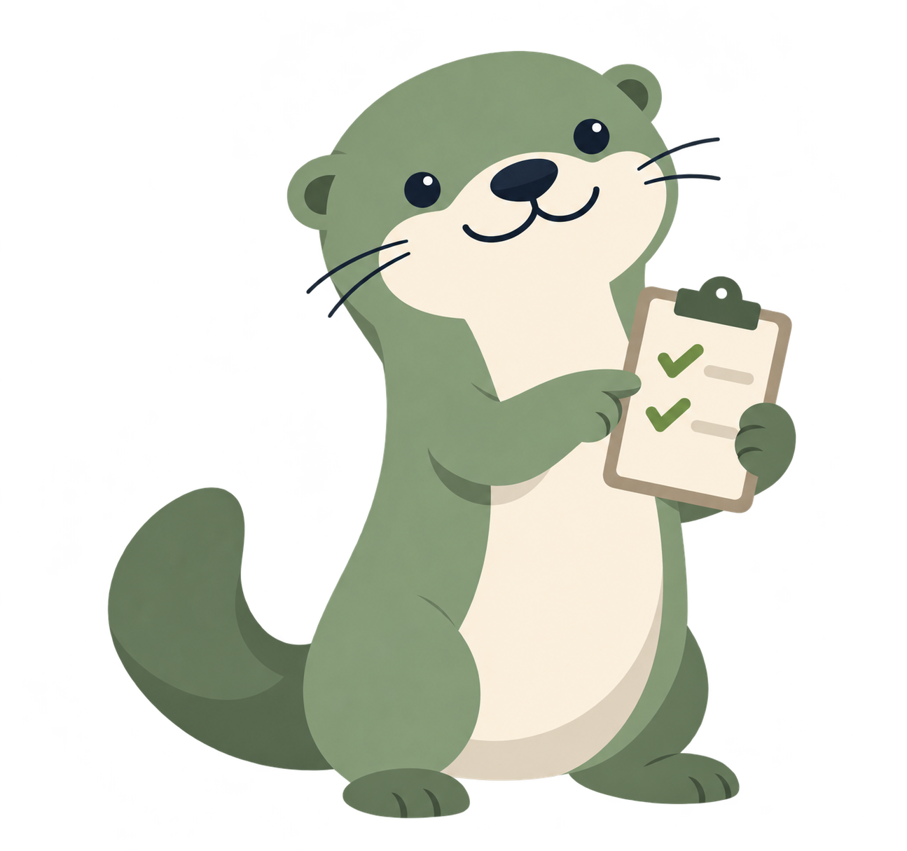 Geniusly’s otter checking a clipboard